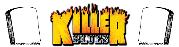 Killer blues logo with flames on it.