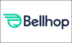 a logo of bellhop n black with white background